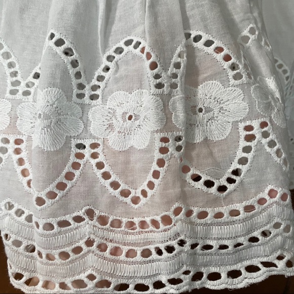 White Bohemian Eyelet Detail Peasant Peplum Blouse - Picture 5 of 8